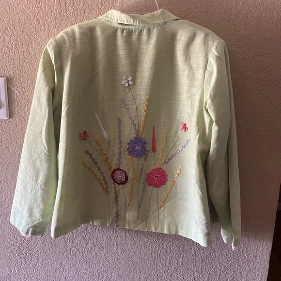 Indigo Moon Embroidered Floral Jacket Green XL - Picture 4 of 6